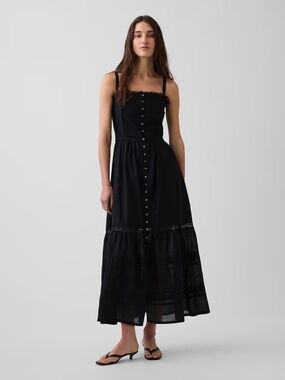NWT GAP Eyelet Tiered Maxi Dress // Black